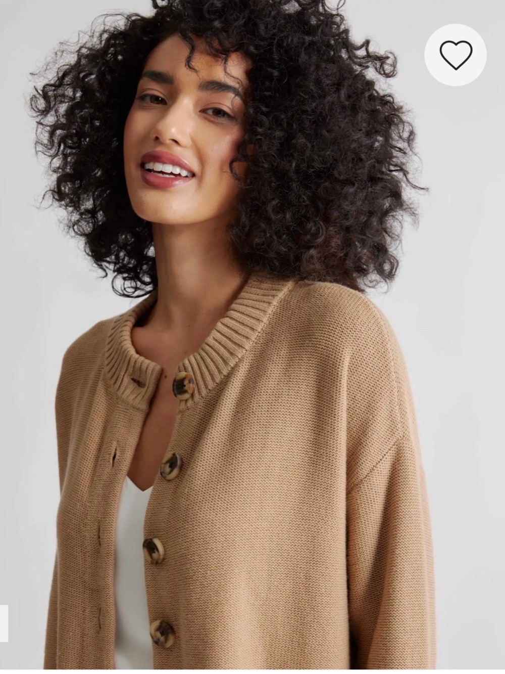 Quince Cafe au Lait Cropped Button-Front Cardigan - Picture 3 of 8